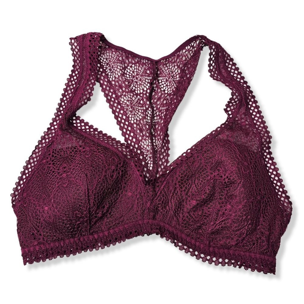 ⚡Victoria's Secret Size S Purple Lace Bralette Racerback Wire Free Lightly Lined
